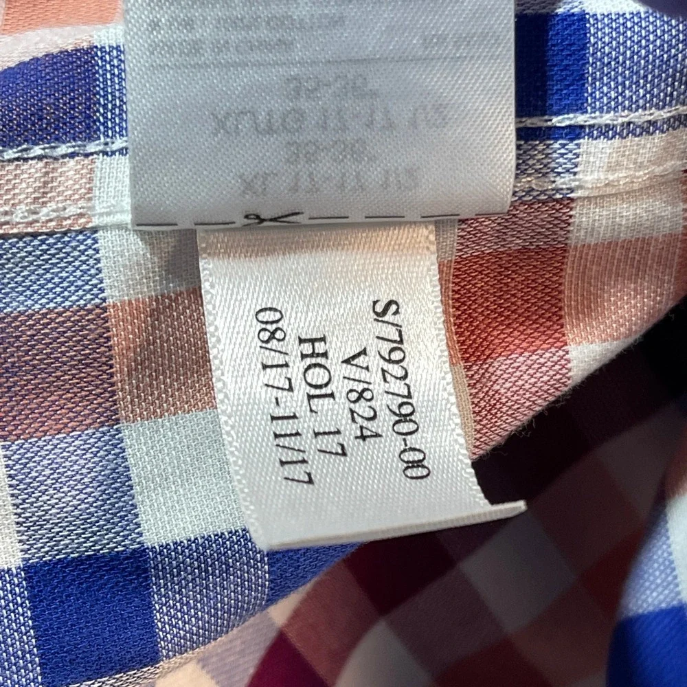 Banana Republic Classic‎ Fit Button Down Shirt Plaid Non Iron XL Men's Red Blue